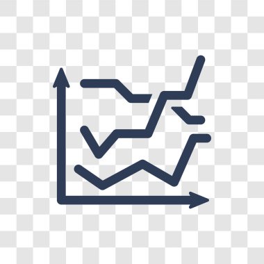 Çizgi grafik simgesini. Popüler çizgi grafik logo kavramı iş ve analytics koleksiyonundan şeffaf arka plan üzerinde