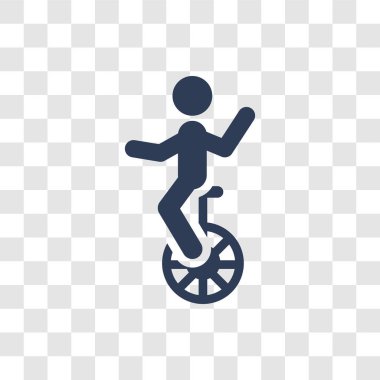 Tek tekerlekli sirk bisikletine simgesi. Trendy tek tekerlekli sirk bisikletine logo kavramı sirk koleksiyonundan şeffaf arka plan üzerinde