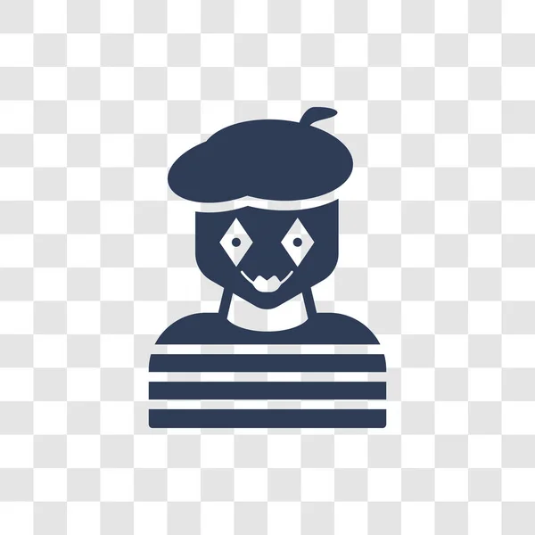Mime Pictogram Trendy Mime Logo Concept Transparante Achtergrond Uit Circus — Stockvector