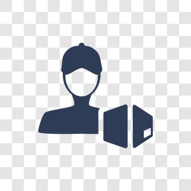 Kurye simgesi. Dağıtım ve lojistik koleksiyonundan şeffaf arka plan üzerinde trendy kurye logo kavramı