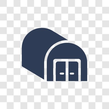 Hangar simgesi. Dağıtım ve lojistik koleksiyonundan şeffaf arka plan üzerinde trendy Hangar logo kavramı