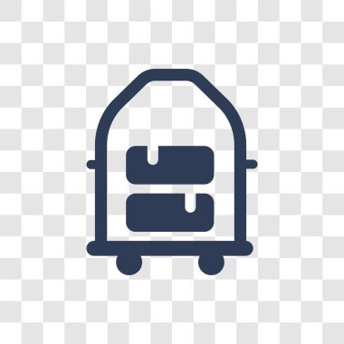 Paket üzerinde arabası simgesi. Dağıtım ve lojistik koleksiyonundan şeffaf arka plan üzerinde trendy paketi üzerinde arabası logo kavramı