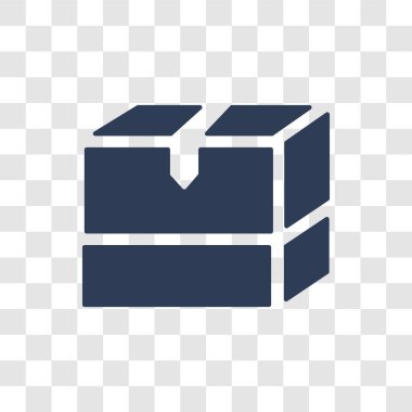 Paket simgesi. Modaya uygun parsel logo kavramı teslim ve lojistik koleksiyonundan şeffaf arka plan üzerinde