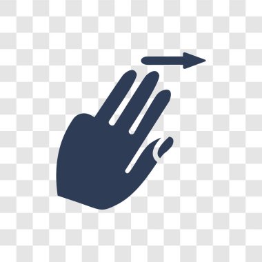 Flick doğru jest simgesi. Trendy Flick sağ jest logo kavramı eller koleksiyonundan şeffaf arka plan üzerinde