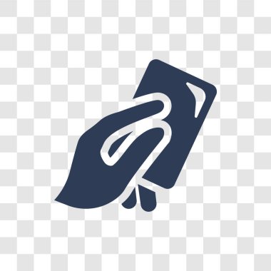 El ve kredi kartı simgesi. Eller koleksiyonundan şeffaf arka plan üzerinde son moda el ve kredi kartı logo kavramı