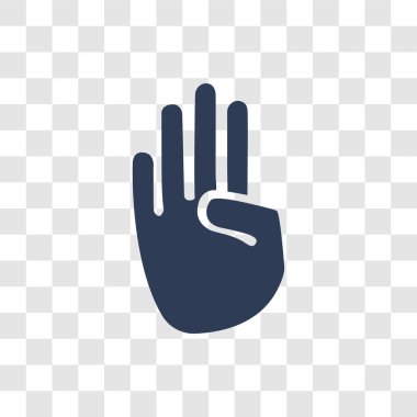 Dört parmak simgesi olan dört numara. Dört parmak logo kavramı üzerinde eller koleksiyonundan şeffaf arka plan ile trendy dördüncü