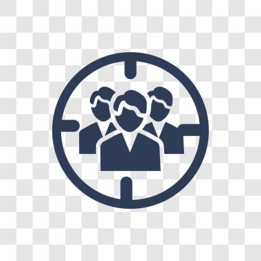 Hedef izleyici simgesi. Modaya uygun hedef kitleye logo kavramı insan kaynakları koleksiyonundan şeffaf arka plan üzerinde