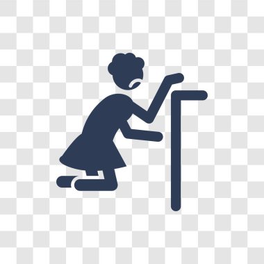 Yorgun kadın simgesi. Trendy yorgun kadın logo kavramı bayanlar koleksiyonundan şeffaf arka plan üzerinde