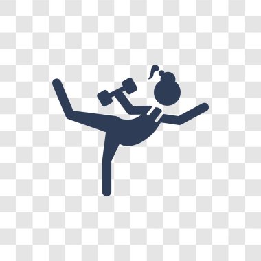 Kadın egzersiz simgesi. Trendy kadın egzersiz logo kavramı bayanlar koleksiyonundan şeffaf arka plan üzerinde