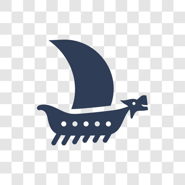 Viking Schip Pictogram Trendy Viking Schip Logo Concept Transparante Achtergrond — Stockvector