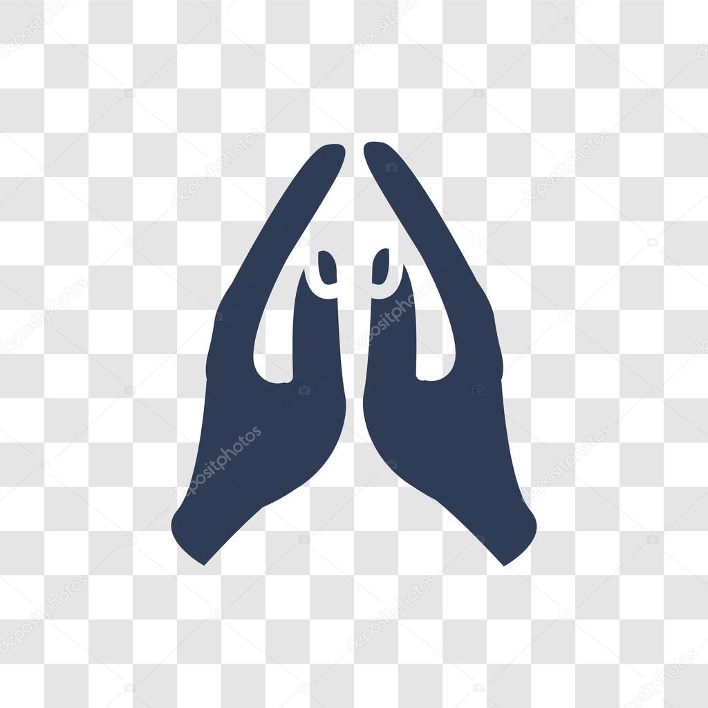 Prayer gesture icon. Trendy Prayer gesture logo concept on transparent background from Hands collection