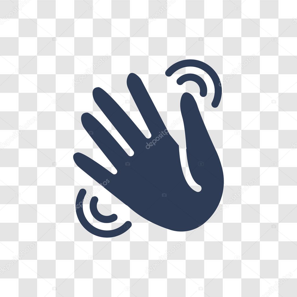 Waving hand icon. Trendy Waving hand logo concept on transparent background from Hands collection
