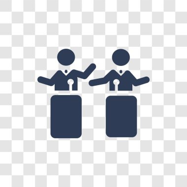 Tartışma simgesi. Modaya uygun tartışma logo kavramı siyasi koleksiyonundan şeffaf arka plan üzerinde