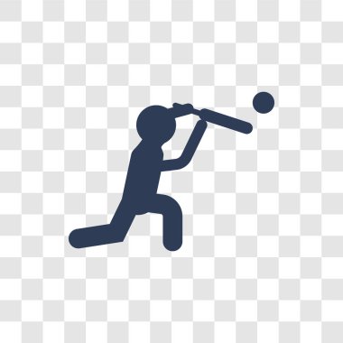 Kriket player simgesi. Trendy kriket oyuncusu logo kavramı meslekler koleksiyonundan şeffaf arka plan üzerinde