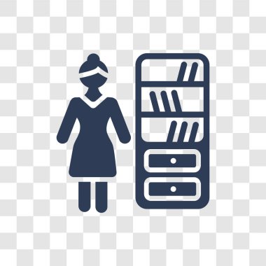 Kütüphaneci simgesi. Trendy kütüphaneci logo kavramı meslekler koleksiyonundan şeffaf arka plan üzerinde