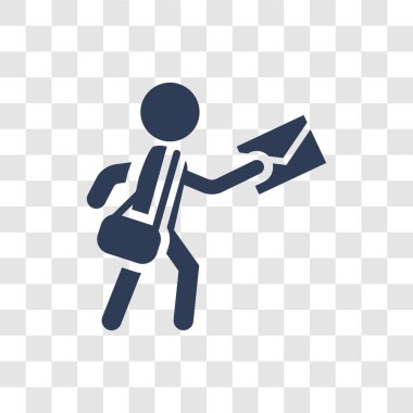 Postacı simgesi. Trendy postacı logo kavramı meslekler koleksiyonundan şeffaf arka plan üzerinde