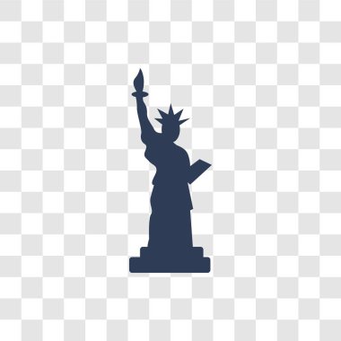 Özgürlük simgesi heykeli. Amerika Birleşik Devletleri koleksiyonundan şeffaf arka plan üzerinde özgürlük logo kavramının trendy heykeli