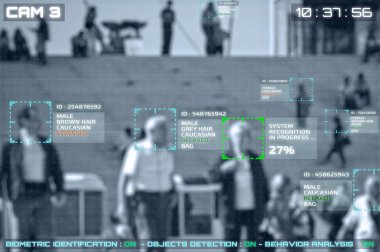 Cctv kameraları ile yüz tanıma ekran simülasyonu