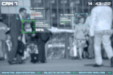 Cctv kameraları ile yüz tanıma ekran simülasyonu
