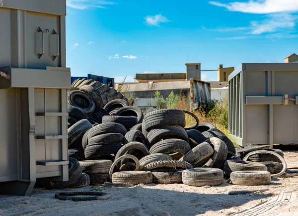 Cognac France August 2012 Pile Used Old Tires Abandoned Land — Stock Photo, Image