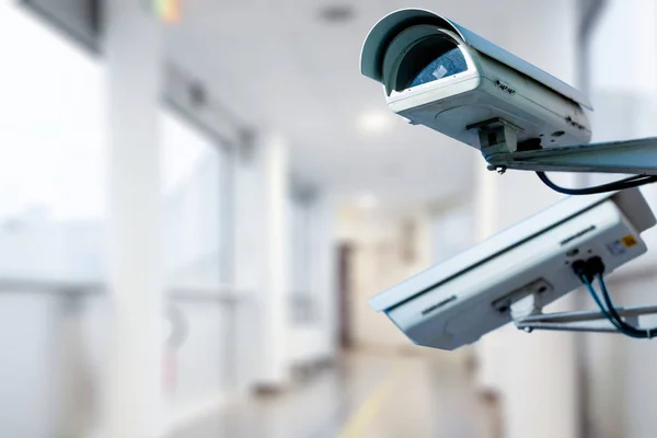 Cctv Security Camera Werkzaam Het Ziekenhuis Wazig Achtergrond — Stockfoto