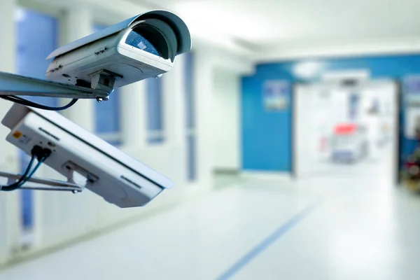 Cctv Security Camera Pracy Szpitalu Rozmycie Tła — Zdjęcie stockowe