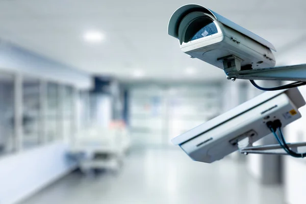 Cctv Security Camera Werkzaam Het Ziekenhuis Wazig Achtergrond — Stockfoto