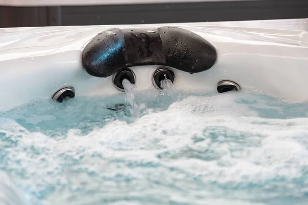 Vue Sur Les Buses Haute Pression Une Baignoire Jacuzzi Spa — Photo