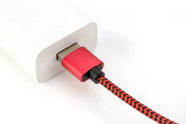 Usb Cable Wall Charger Isolated White Background — Stock Photo, Image