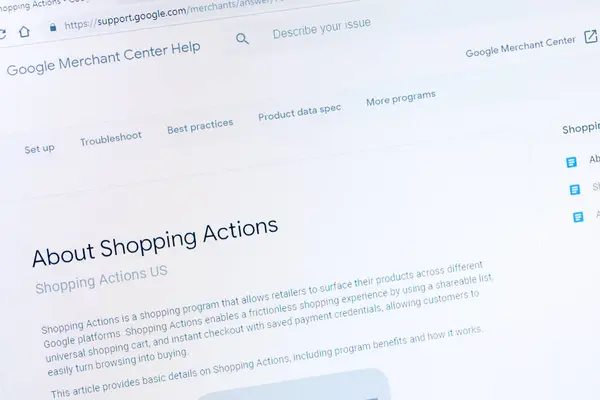 Бенон Франция Января 2019 Года Страница Shopping Actions Сервисе Google — стоковое фото