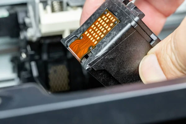 Close Inkt Cartridge Vervanging Een Inkjetprinter — Stockfoto