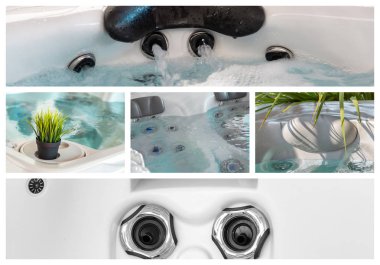 Su ve sıcak banyo küvetleri Spa'da ekipman kolaj