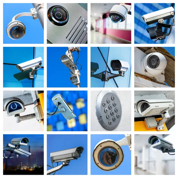 Set Van Close Security Camera Verschillende Situatie — Stockfoto