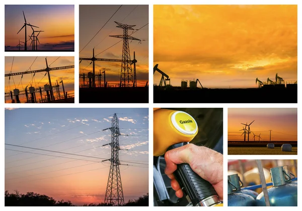 Nya Energikoncept Med Collage Olika Foto — Stockfoto