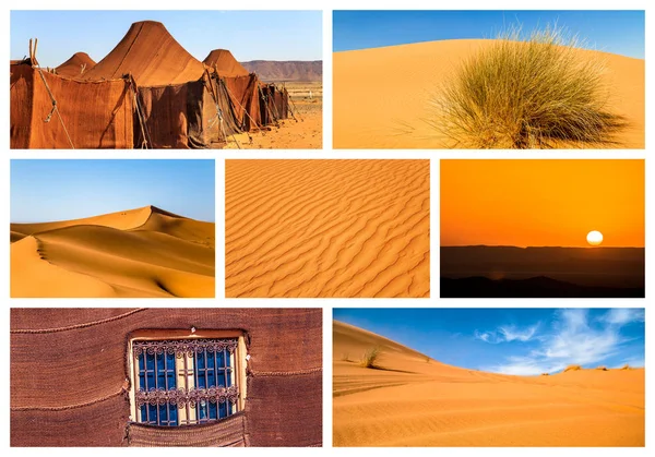 Collage Splendidi Paesaggi Del Deserto Marocchino Concetto Avventura — Foto Stock