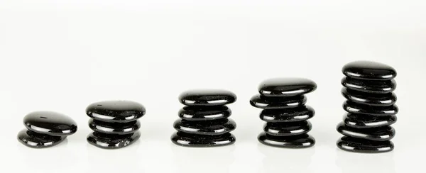 Panoramic Four Piles Zen Pebbles White Background — Stock Photo, Image