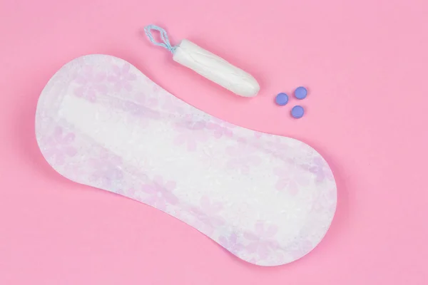 Менструация Санитарная Мягкая Подушка Гигиеническая Защита Противозачаточные Таблетки — стоковое фото