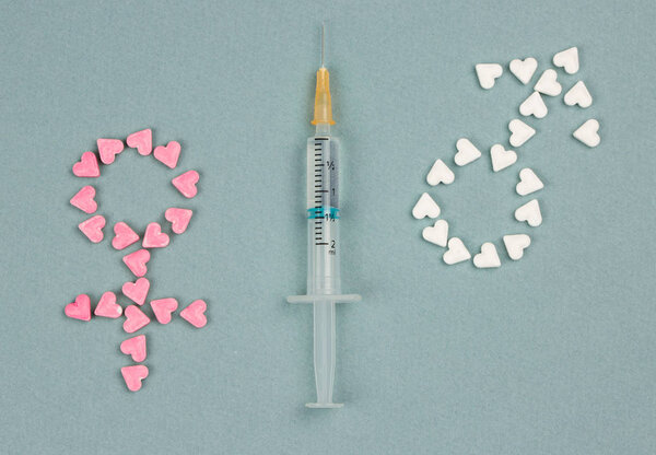 Medical treatment against male or female infertility With male and female symbol