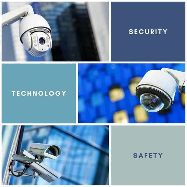 Set of security camera in various situation — Stock Photo, Image