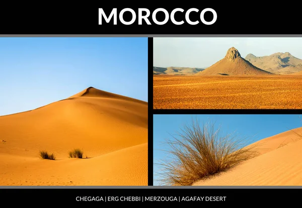 Kolaż krajobrazów marokańskiej pustyni. — Zdjęcie stockowe