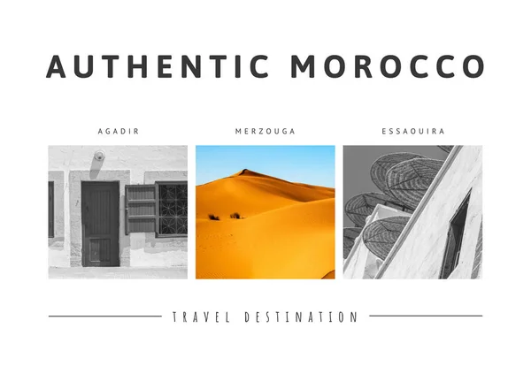 Trittico di splendidi paesaggi del deserto marocchino — Foto Stock