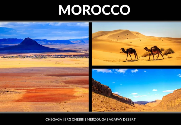 Collage di splendidi paesaggi del deserto marocchino . — Foto Stock