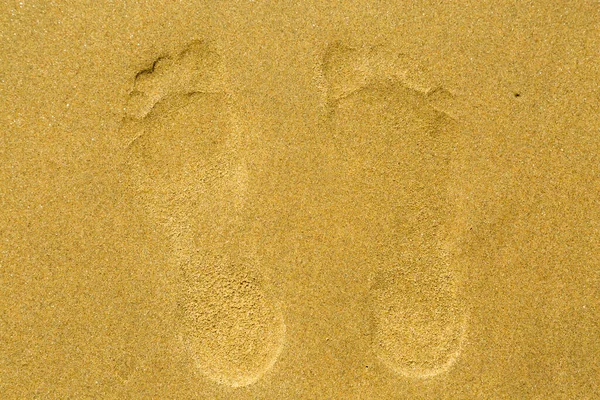 Empreintes Pieds Traces Pieds Humains Sur Sable Concept Vacances — Photo