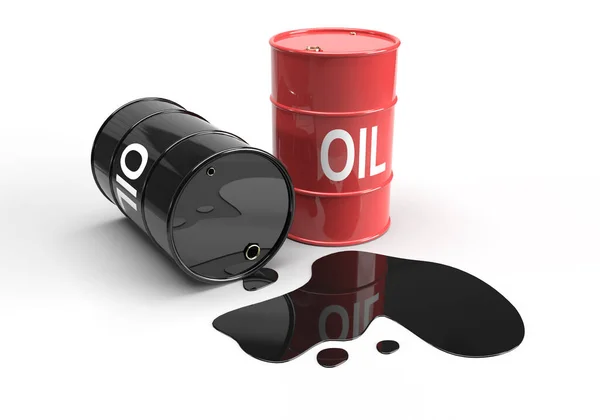 Representación Tanques Metal Negro Rojo Con Filtración Petróleo Crudo Ambiente —  Fotos de Stock