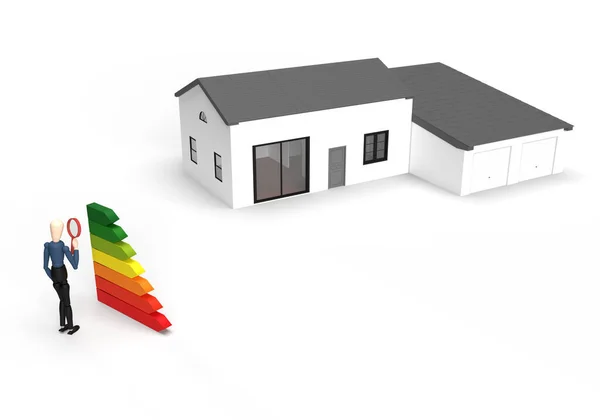 Concetto Efficienza Energetica Con Grafico Valutazione Energetica Una Casa Sullo — Foto Stock