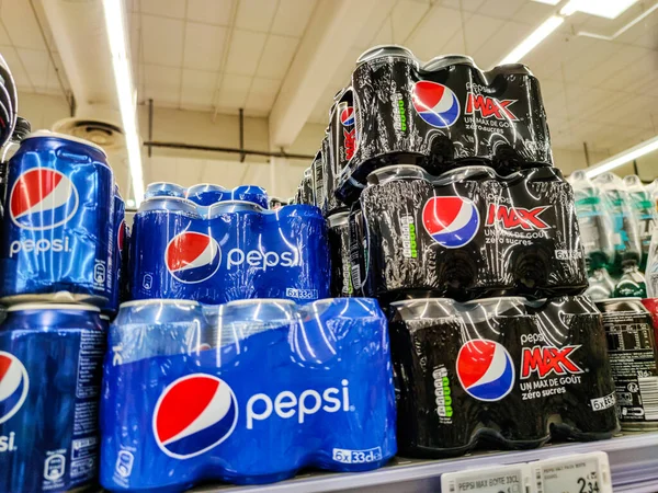 Puilboreau Prancis Oktober 2020 Minuman Ringan Pepsi Coklat Asli Dan — Stok Foto