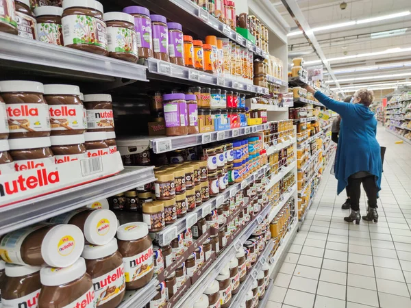 Puilboreau Frankrijk Oktober 2020 Diverse Potten Hazelnoot Crème Spread Dispenser — Stockfoto