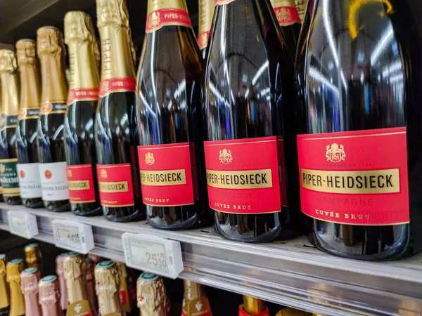 Builboreau França Outubro 2020 Close Garrafas Champanhes Marca Piper Heidsieck — Fotografia de Stock