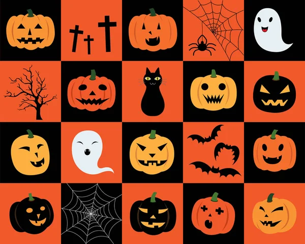 Feliz Halloween elementos, calabazas, murciélagos, fantasmas, telarañas, d — Archivo Imágenes Vectoriales