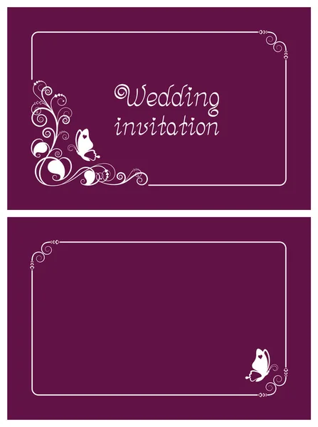 粉红婚礼请柬 Rsvp 感谢您和保存的日期卡花卉设计和蝴蝶 铝箔印刷用水平卡模板 — 图库矢量图片